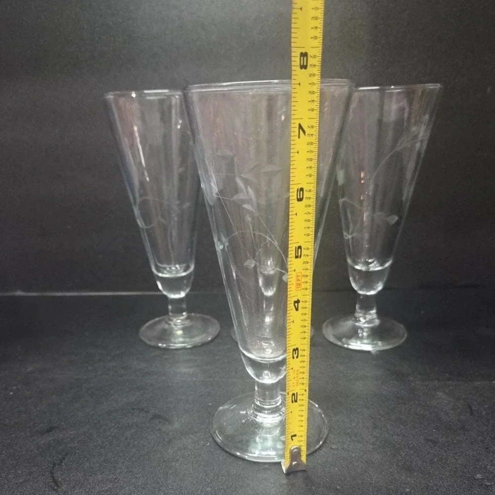 Princess‎ House Heritage Pilsner Glasses, Set of 4, Vintage Footed Glassware